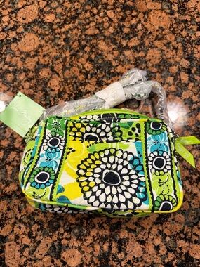Vera Bradley Green Blue Floral Quilted Crossbody Bag